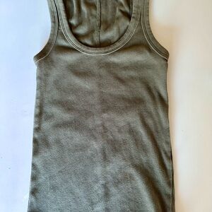 Zara Khaki Ribbed Sleeveless Top